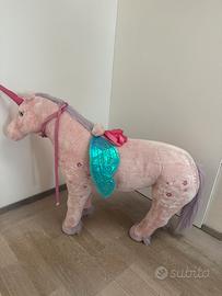 Cavallo grande in pelouche rosa con suono.