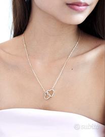 Collana acciaio inox con cuori intrecciati 