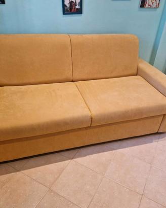 Divano letto GEA 3 posti, riv. tessuto soft giallo
