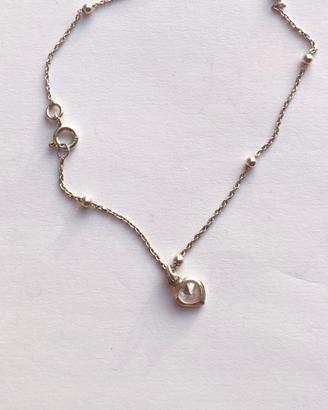 Cavigliera cuore pietra argento
