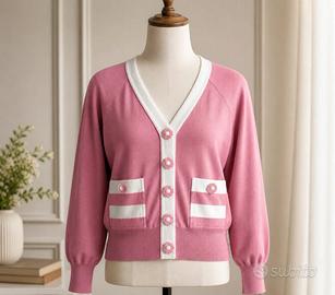 Cardigan Ferretti Jeansphilosophy Rosa e Bianco