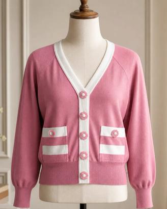 Cardigan Ferretti Jeansphilosophy Rosa e Bianco