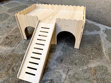 Casetta e ponte in legno per cavie