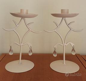 Coppia candelieri fatti a mano con pendenti