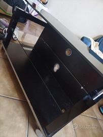 porta tv con vetro nero e ruote 