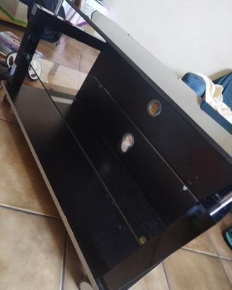 porta tv con vetro nero e ruote 
