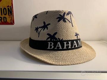 Cappello di paglia stile Fedora con palme Bahamas