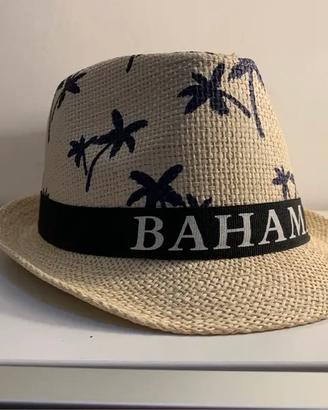 Cappello di paglia stile Fedora con palme Bahamas