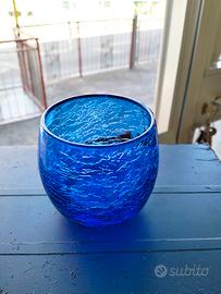 Set bicchieri in vetro soffiato craquelé.