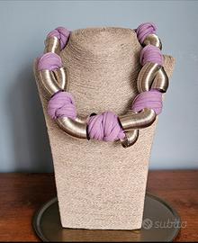 collana statement acciaio e cotone di design 