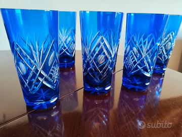 BICCHIERI PER BEVANDE IN CRISTALLO COBALTO 
