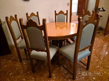 Tavolo soggiorno con sedie anni 70