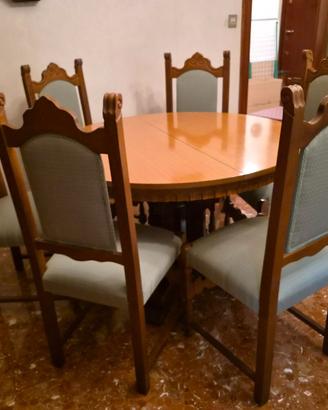 Tavolo soggiorno con sedie anni 70