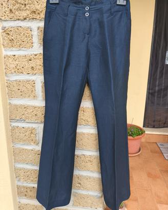Pantaloni lino blu donna Class