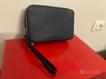 Lacoste Clutch/ borsello uomo in pelle blu