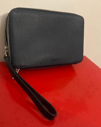 Lacoste Clutch/ borsello uomo in pelle blu