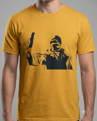 T-Shirt Uomo Gialla Grafica Stylized Rebel S/M