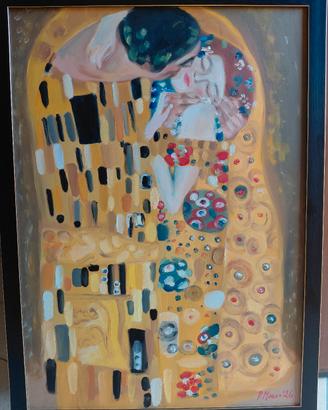 il bacio di Klimt olio su tavola 50x70cm |Arte