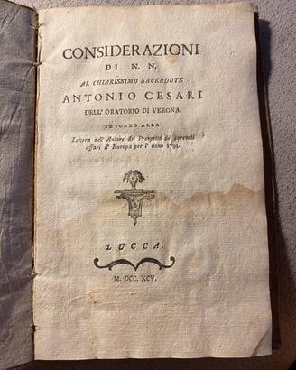 Antonio Cesarei, 1795 - considerazioni di n n al