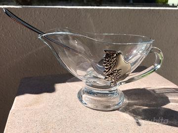 Porta salse in vetro con cucchiaio