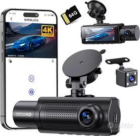 SHRINLUCK X5 4K WiFi 3-Canali Dash Cam Auto, 2160P