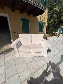 Coppia di divani 2 posti beige chiaro sfoderabili