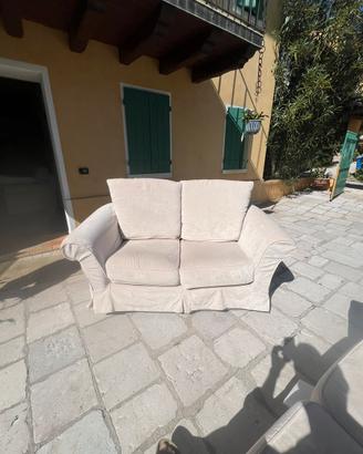 Coppia di divani 2 posti beige chiaro sfoderabili