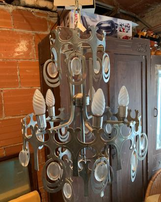 Lampadario in metallo vintage anni 60-70