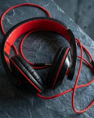 Cuffie AKAI Hi-Fi Cablate – Rosse/Nere