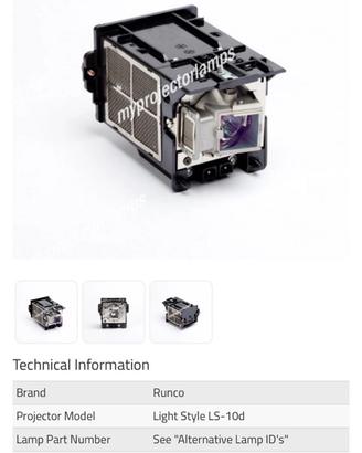 LAMPADA PROIETTORE RUNCO LS-10D CON MODULO