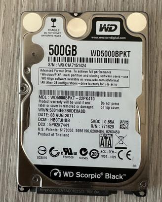 Hdd WD5000BPKT