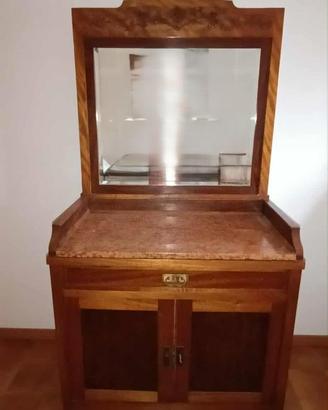 Mobile contenitore con specchiera in legno e marmo