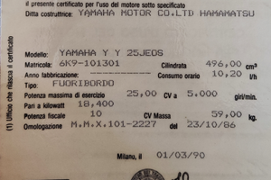 Motore marino Yamaha Y Jeos 25 cv