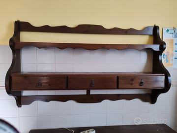 Mensola in legno, antica, vintage per taverna