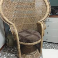 poltrona vintage in vimini anni 70 