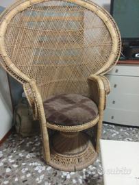 poltrona vintage in vimini anni 70 