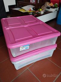  2 contenitori box plastica con ruote 