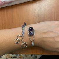 Bracciale artigianale in acciaio inox e ametista
