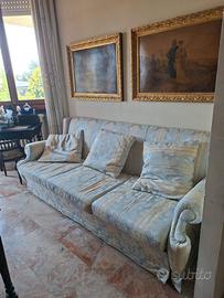 Divano letto e due poltrone in cotone e seta