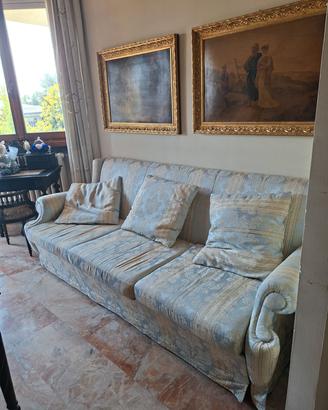 Divano letto e due poltrone in cotone e seta