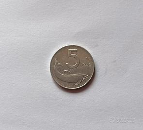 Moneta 5 LIRE “delfino” anno 1955