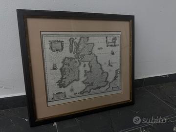 Quadro con Mappa Antica Gran Bretagna e Irlanda