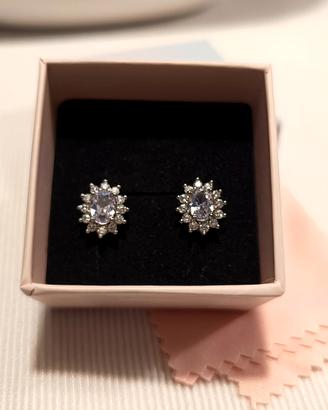 Orecchini Halo Ovali Argento 