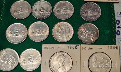 13  500 LIRE ARGENTO( CARAVELLE , BIGHE , DANTE)
