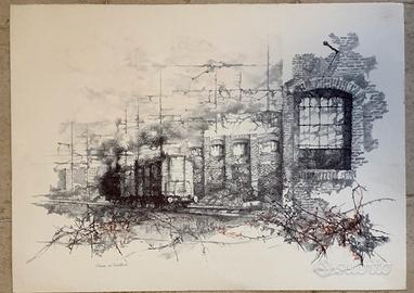 Litografia Renzo Vespignani “treno”