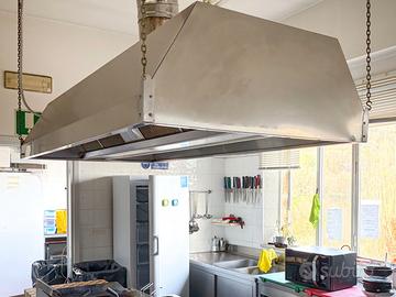 Cappa in acciaio professionale per cucina con moto