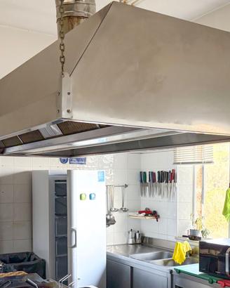 Cappa in acciaio professionale per cucina con moto