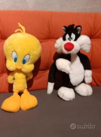 pupazzi peluches Titti (Tweety) e gatto Silvestro 
