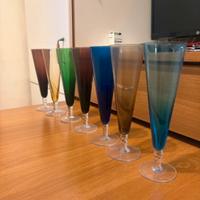 Set 7 flûte champagne vetro colorato vintage