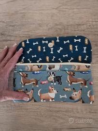 Portafoglio artigianale con cagnolini, nuovo